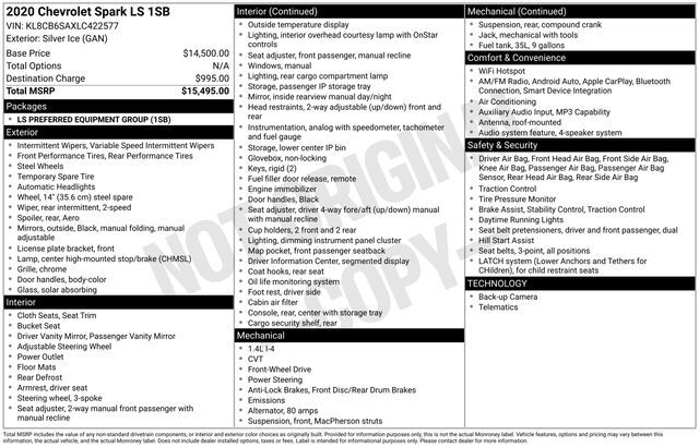 2020 Chevrolet Spark LS Raleigh NC