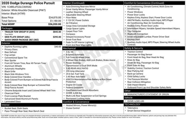 2020 Dodge Durango Pursuit Raleigh NC