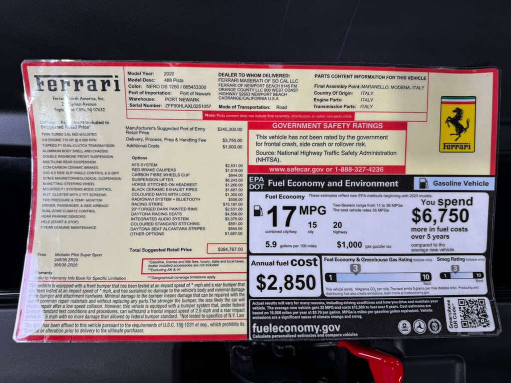 2020 Ferrari 488 Pista Fort Lauderdale FL