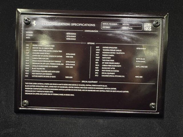 2020 Ferrari 488 Pista Extra-Range Nero Opaco paint, Extra-Range interior, carbon racing seats w/ lifter AND MUCH MORE!!! Fort Lauderdale FL