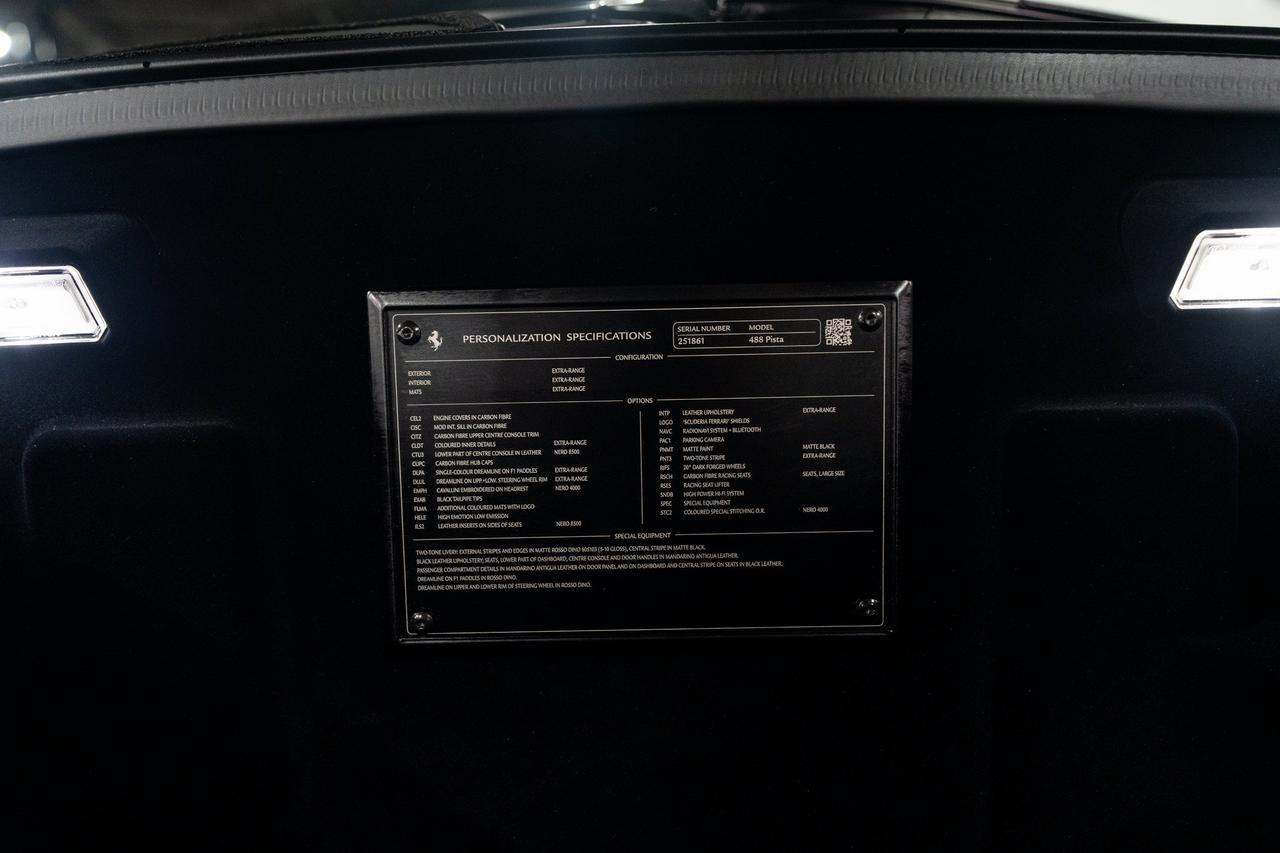 2020 Ferrari 488 Pista Nero Opaco paint,Mandarino Antigua interior,JBL audio,carbon fiber racing seats AND MUCH MORE!!! Fort Lauderdale FL