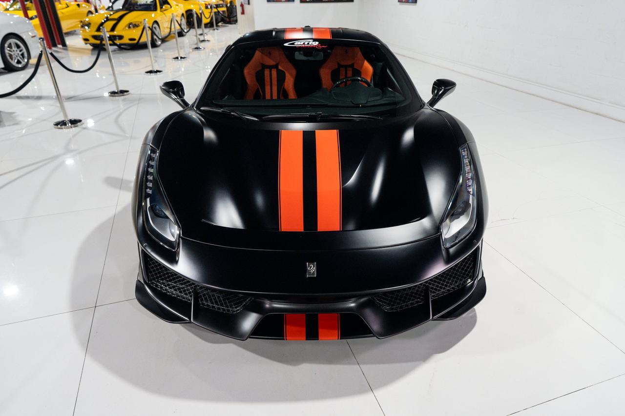 2020 Ferrari 488 Pista Nero Opaco paint,Mandarino Antigua interior,JBL audio,carbon fiber racing seats AND MUCH MORE!!!