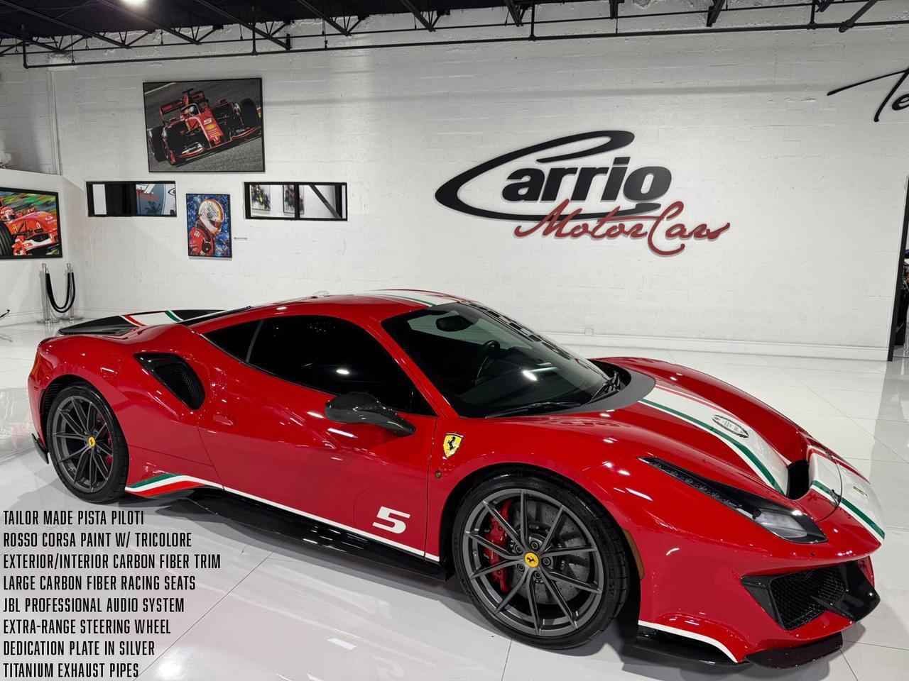 2020 Ferrari 488 Pista Piloti Tailor Made build, Rosso Corsa paint w/ tricolore TOO MANY OPTIONS TO LIST!!