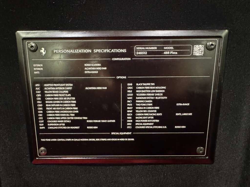 2020 Ferrari 488 Pista Rosso Scuderia paint, painted livrea,carbon wheels,JBL audio,carbon racing seats AND MUCH MORE!!! Fort Lauderdale FL