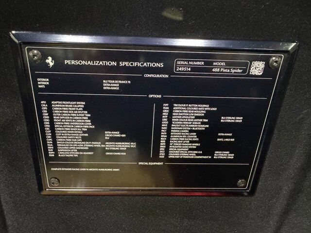 2020 Ferrari 488 Pista Spider Blu Tour De France paint, Livrea Argento Nurburgring, carbon racing seats AND MUCH MORE!!! Fort Lauderdale FL