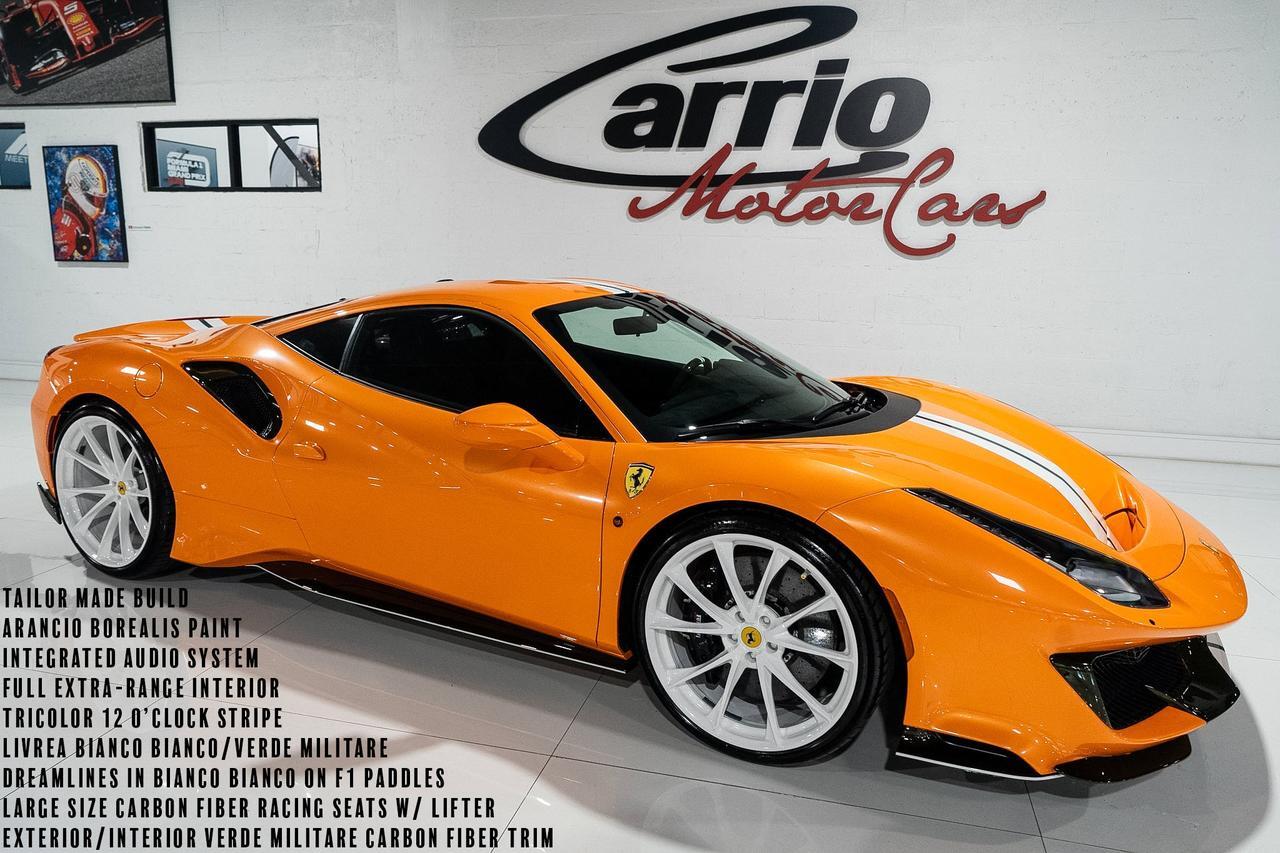 2020 Ferrari 488 Pista TAILOR MADE! Arancio Borealis paint,Extra-Range interior,integrated audio,carbon seats AND MORE!!