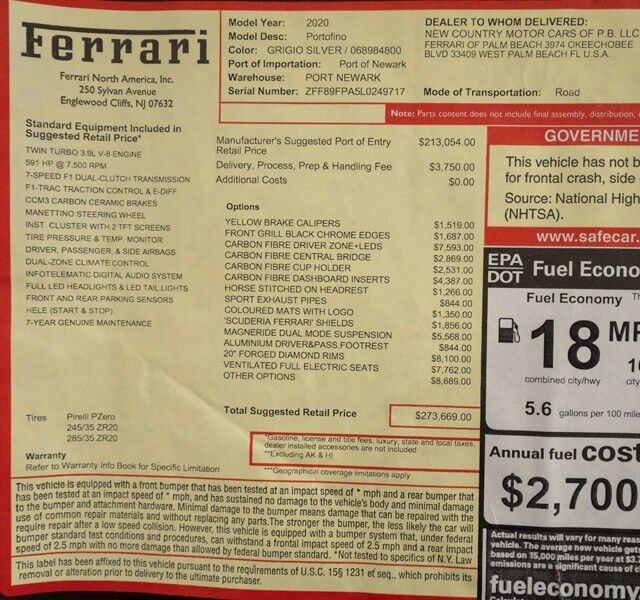 2020 Ferrari Portofino ($273,669 MSRP!) *$57,000 IN FACTORY OPTIONS* *MASSIVE OPTION LIST* San Diego CA