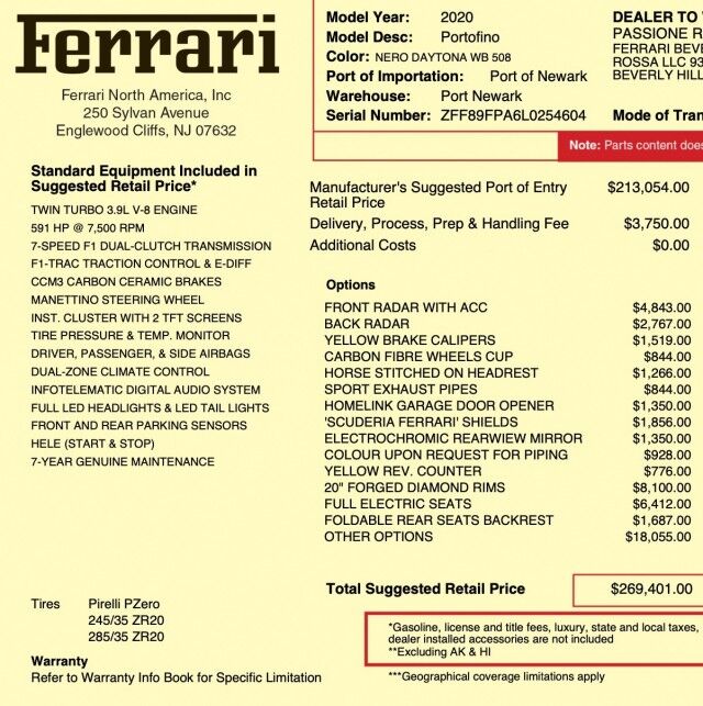 2020 Ferrari Portofino *ONLY 6300 MILES* *OVER $52,000 IN OPTIONS* *BLACK ON CREMA* San Diego CA