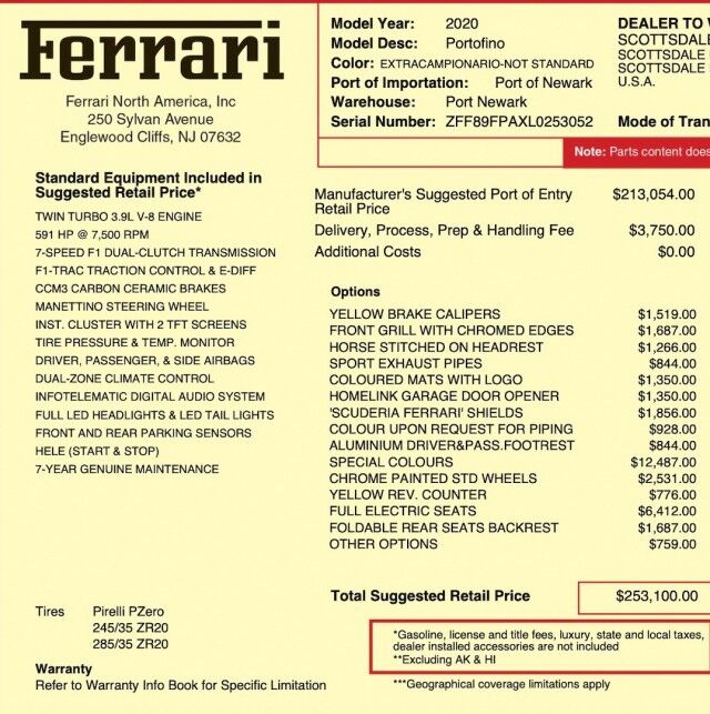 2020 Ferrari Portofino *SPECIAL ORDER ROSSO PORTOFINO PAINT COLOR- $12,487 OPTION* San Diego CA