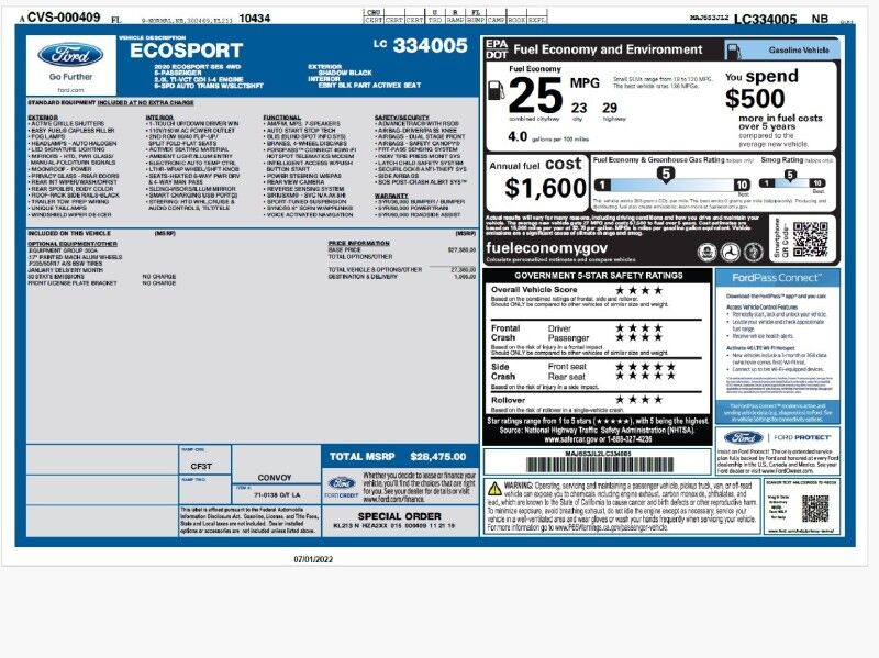 2020 Ford EcoSport SES AWD