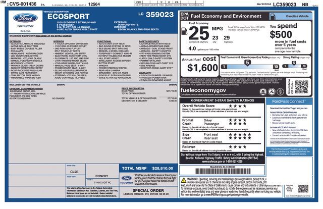 2020 Ford EcoSport Titanium Raleigh NC