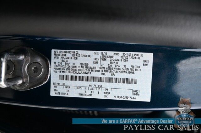 2020 Ford Escape SEL / AWD / Auto Start / Power & Heated Leather Seats / Heated Steering Wheel / NAV / Sunroof / Adaptive Cruise Control / Lane Departure & Blind Spot Alert / Apple CarPlay & Android Auto / Back Up Camera / 1-Owner Anchorage AK