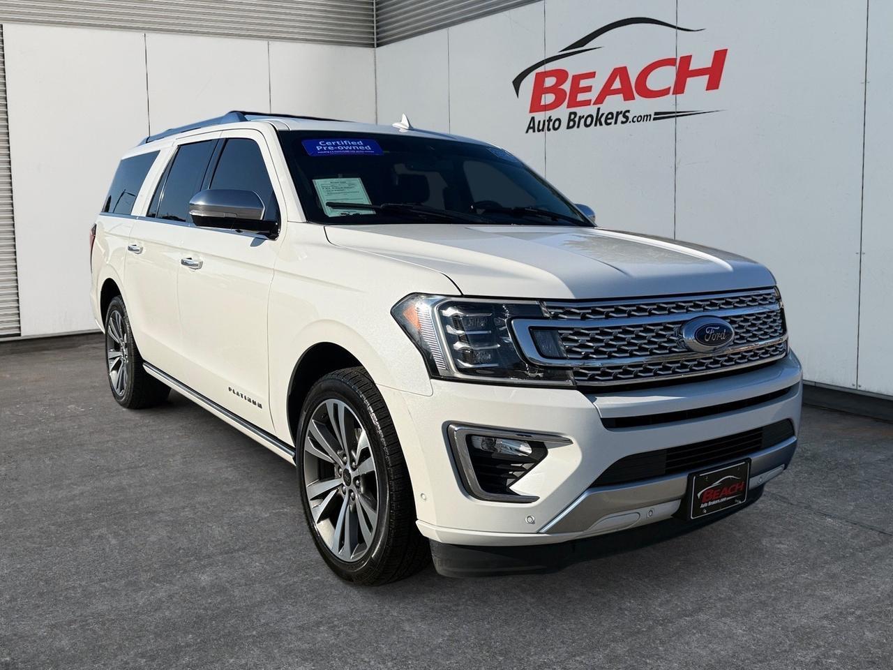 2020 Ford Expedition Max Platinum, HEATED AND VENTILATED SEATS, HEATED REAR SEATS, MOONROOF, UNIVERSAL GARAGE DOOR OPENER, CAPTAINS CHAIRS, 3RD ROW, POWER LIFTGATE, B&O SPEAKERS, POWER RUNNING BOARDS, ROOF RACK, NAVIGATION, TOW PACKAGE, POWER MIRRORS, THIS IS THE PERFECT FAM