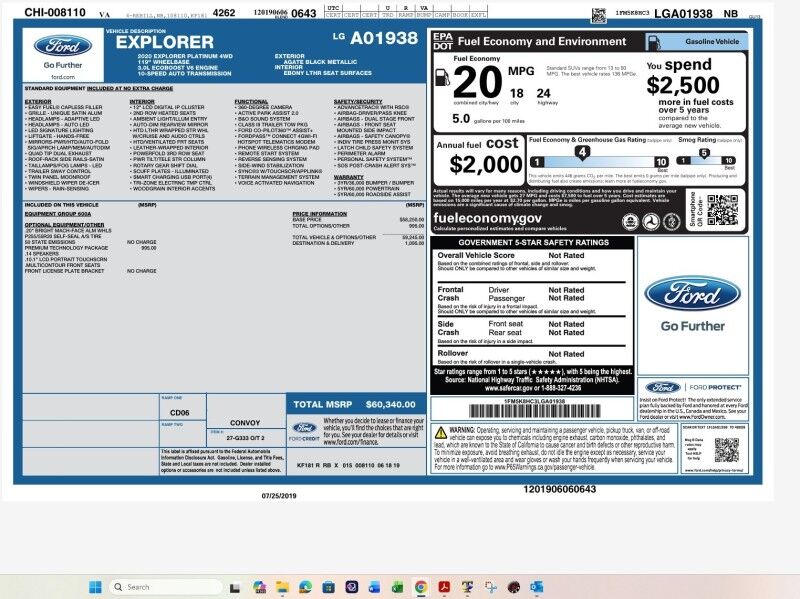 2020 Ford Explorer Platinum Arlington VA