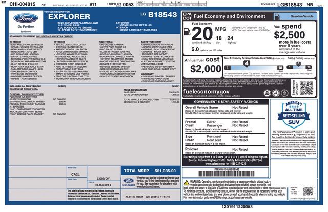 2020 Ford Explorer Platinum Raleigh NC