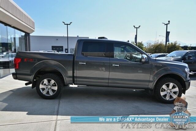 2020 Ford F-150 Platinum / 4X4 / Crew Cab / Auto Start / FX4 Off Road & Technology Pkg / Heated & Cooled Massaging Leather Seats / NAV / Panoramic Sunroof / B&O Speakers / Power Running Boards / Tonneau Cover / Tow Pkg / Only 59k Miles Anchorage AK