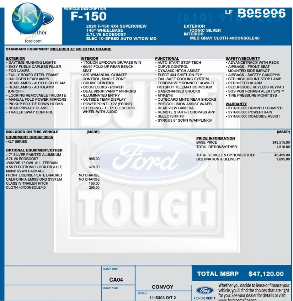 2020 Ford F-150 SuperCrew 4WD XLT West Chester PA
