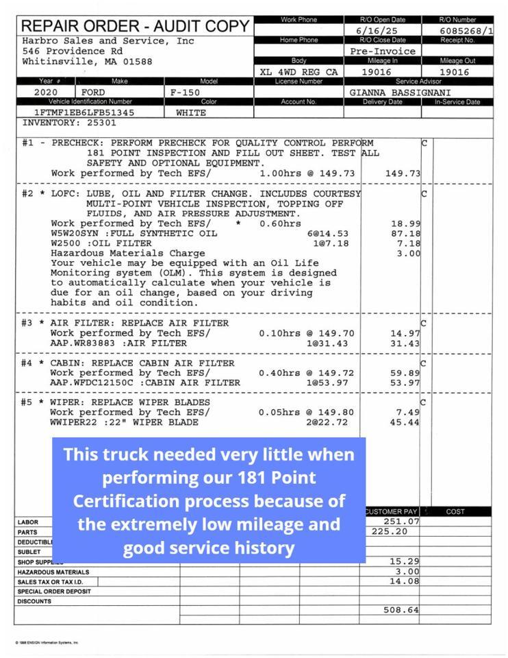 2020 Ford F-150 XL - 6.5 Short Bed- 1 OWNER - ONLY 18K MILES Whitinsville MA