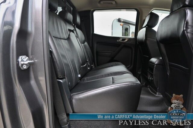 2020 Ford Ranger LARIAT / 4X4 / FX4 & Black Appearance Pkg / Tech Pkg / Auto Start / Heated Leather Seats / Nav / B&O Speakers / Adaptive Cruise / Lane Departure & Blind Spot Alert / Bed Liner / Tow Pkg / ARE Matching Canopy / 1-Owner Anchorage AK