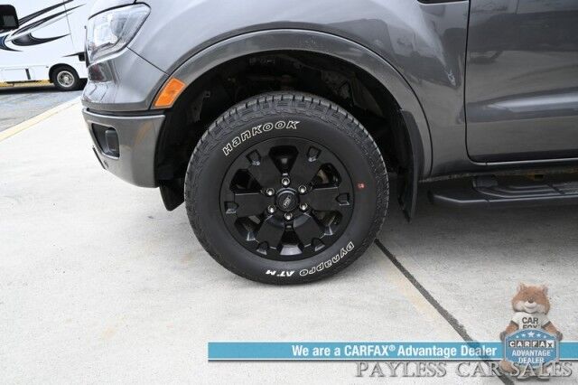 2020 Ford Ranger LARIAT / 4X4 / FX4 & Black Appearance Pkg / Tech Pkg / Auto Start / Heated Leather Seats / Nav / B&O Speakers / Adaptive Cruise / Lane Departure & Blind Spot Alert / Bed Liner / Tow Pkg / ARE Matching Canopy / 1-Owner Anchorage AK