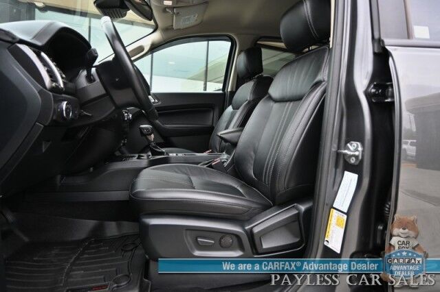 2020 Ford Ranger LARIAT / 4X4 / FX4 & Black Appearance Pkg / Tech Pkg / Auto Start / Heated Leather Seats / Nav / B&O Speakers / Adaptive Cruise / Lane Departure & Blind Spot Alert / Bed Liner / Tow Pkg / ARE Matching Canopy / 1-Owner Anchorage AK