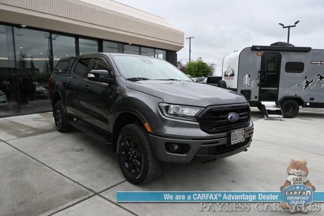 2020 Ford Ranger LARIAT / 4X4 / FX4 & Black Appearance Pkg / Tech Pkg / Auto Start / Heated Leather Seats / Nav / B&O Speakers / Adaptive Cruise / Lane Departure & Blind Spot Alert / Bed Liner / Tow Pkg / ARE Matching Canopy / 1-Owner Anchorage AK