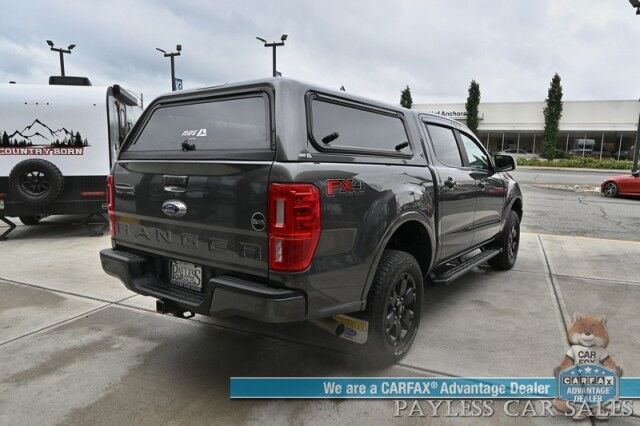 2020 Ford Ranger LARIAT / 4X4 / FX4 & Black Appearance Pkg / Tech Pkg / Auto Start / Heated Leather Seats / Nav / B&O Speakers / Adaptive Cruise / Lane Departure & Blind Spot Alert / Bed Liner / Tow Pkg / ARE Matching Canopy / 1-Owner Anchorage AK