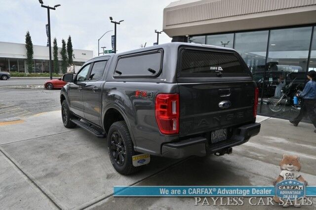 2020 Ford Ranger LARIAT / 4X4 / FX4 & Black Appearance Pkg / Tech Pkg / Auto Start / Heated Leather Seats / Nav / B&O Speakers / Adaptive Cruise / Lane Departure & Blind Spot Alert / Bed Liner / Tow Pkg / ARE Matching Canopy / 1-Owner Anchorage AK