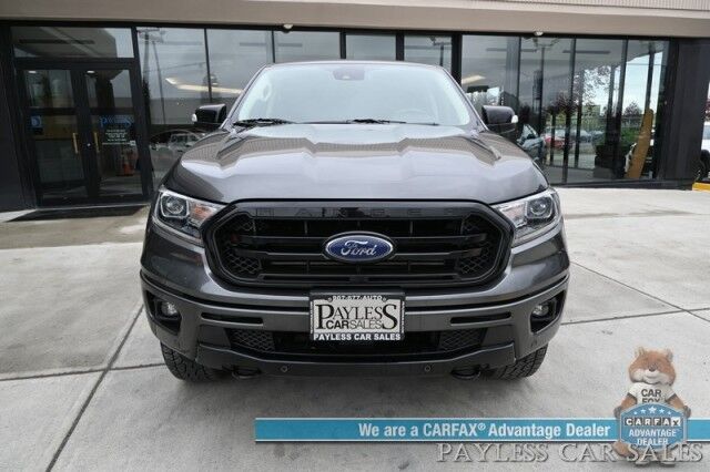 2020 Ford Ranger LARIAT / 4X4 / FX4 & Black Appearance Pkg / Tech Pkg / Auto Start / Heated Leather Seats / Nav / B&O Speakers / Adaptive Cruise / Lane Departure & Blind Spot Alert / Bed Liner / Tow Pkg / ARE Matching Canopy / 1-Owner Anchorage AK