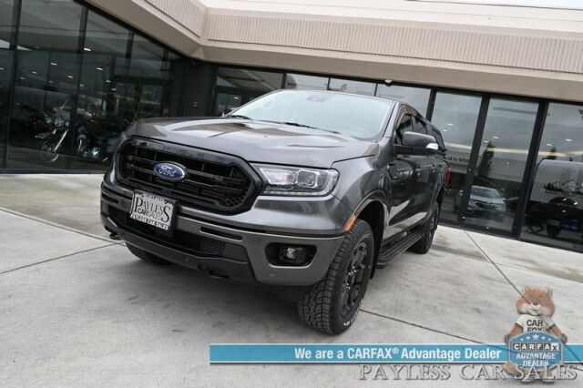 2020 Ford Ranger LARIAT / 4X4 / FX4 & Black Appearance Pkg / Tech Pkg / Auto Start / Heated Leather Seats / Nav / B&O Speakers / Adaptive Cruise / Lane Departure & Blind Spot Alert / Bed Liner / Tow Pkg / ARE Matching Canopy / 1-Owner Anchorage AK