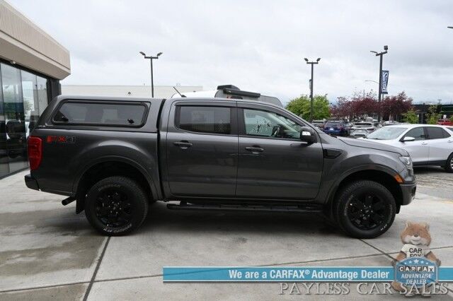 2020 Ford Ranger Lariat / 4X4 / FX4 & Black Appearance Pkg / Tech Pkg / Auto Start / Power & Heated Leather Seats / Nav / B&O Speakers / Adaptive Cruise / Lane Departure & Blind Spot Alert / Bed Liner / Tow Pkg / ARE Matching Canopy / 1-Owner Anchorage AK