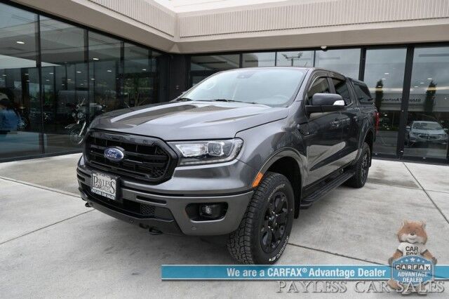 2020 Ford Ranger Lariat / 4X4 / FX4 & Black Appearance Pkg / Tech Pkg / Auto Start / Power & Heated Leather Seats / Nav / B&O Speakers / Adaptive Cruise / Lane Departure & Blind Spot Alert / Bed Liner / Tow Pkg / ARE Matching Canopy / 1-Owner Anchorage AK