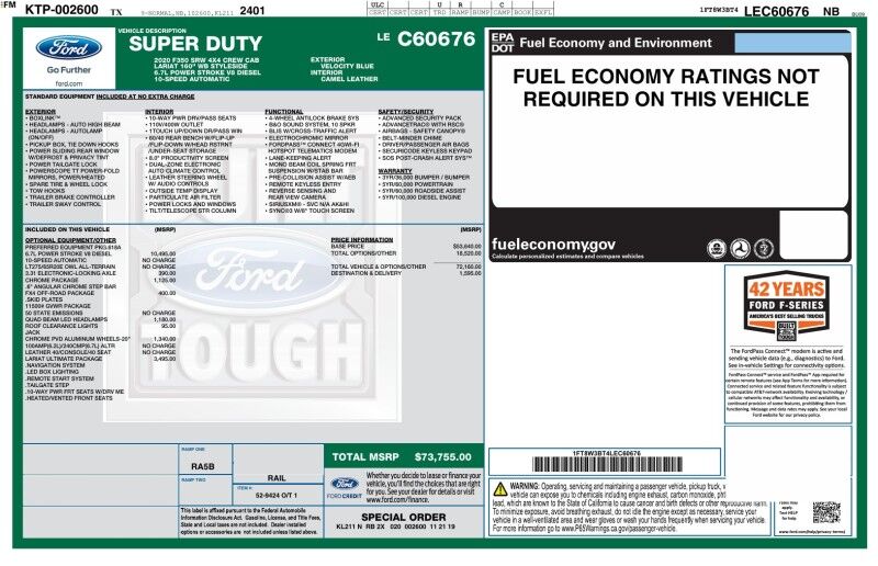 2020 Ford Super Duty F-350 LARIAT COMING SOON Ultimate Chrome Pkg 6.7L Diesel NEW 35in Tires Arlington TX