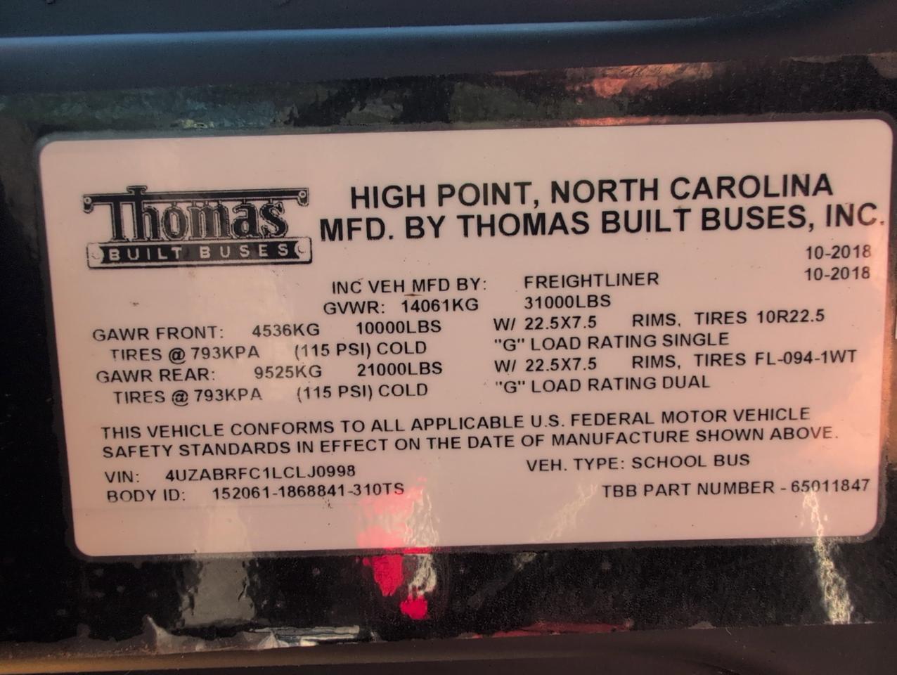 2020 Freightliner Thomas C2 Johnstown NY