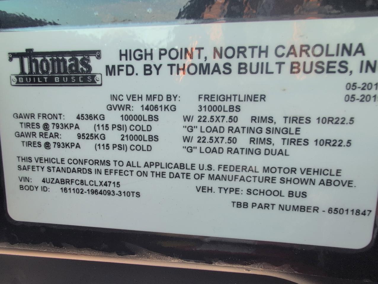 2020 Freightliner Thomas C2