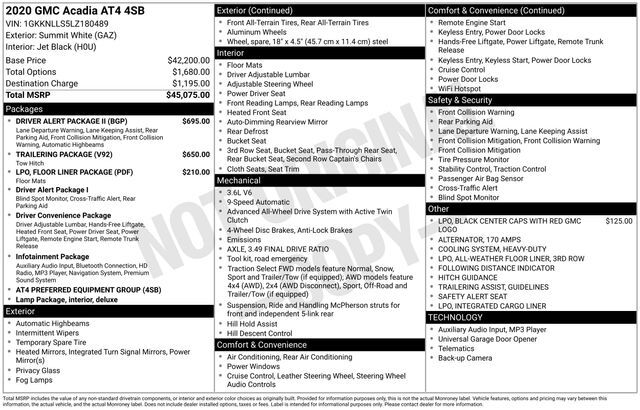 2020 GMC Acadia AT4 Raleigh NC