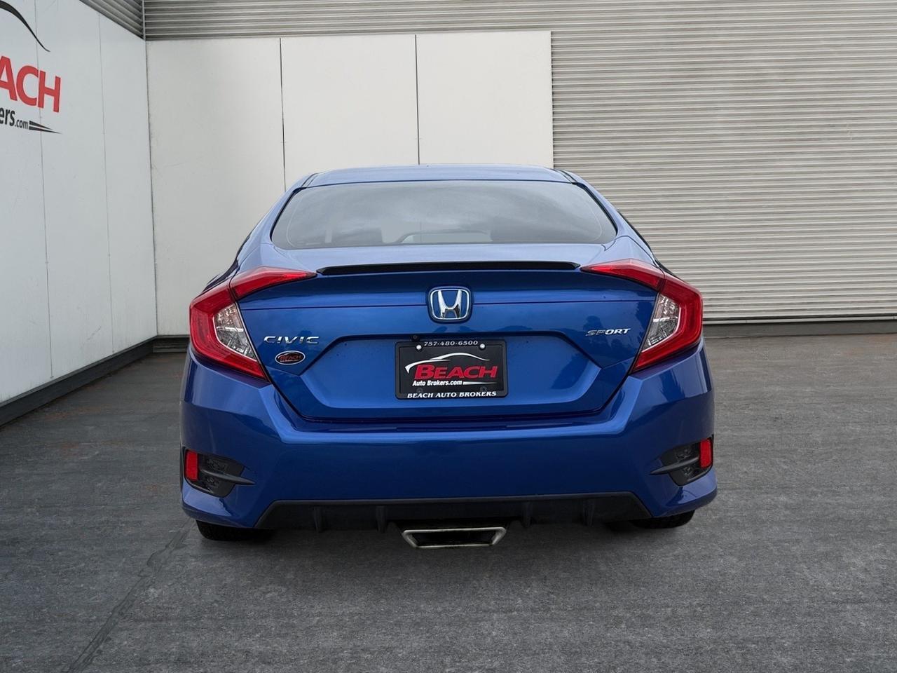 2020 Honda Civic Sedan Sport, BLUETOOTH, BACKUP CAMERA, POWER MIRRORS, KEYLESS ENTRY, KEYLESS START, STEERING WHEEL CONTROLS, AUTOMATIC HEADLIGHTS, SPARE TIRE, ONLY 1 OWNER! Norfolk VA