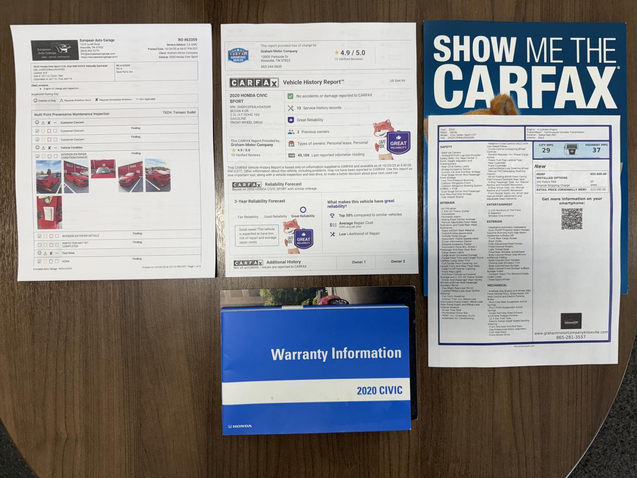 2020 Honda Civic Sedan Sport Knoxville TN