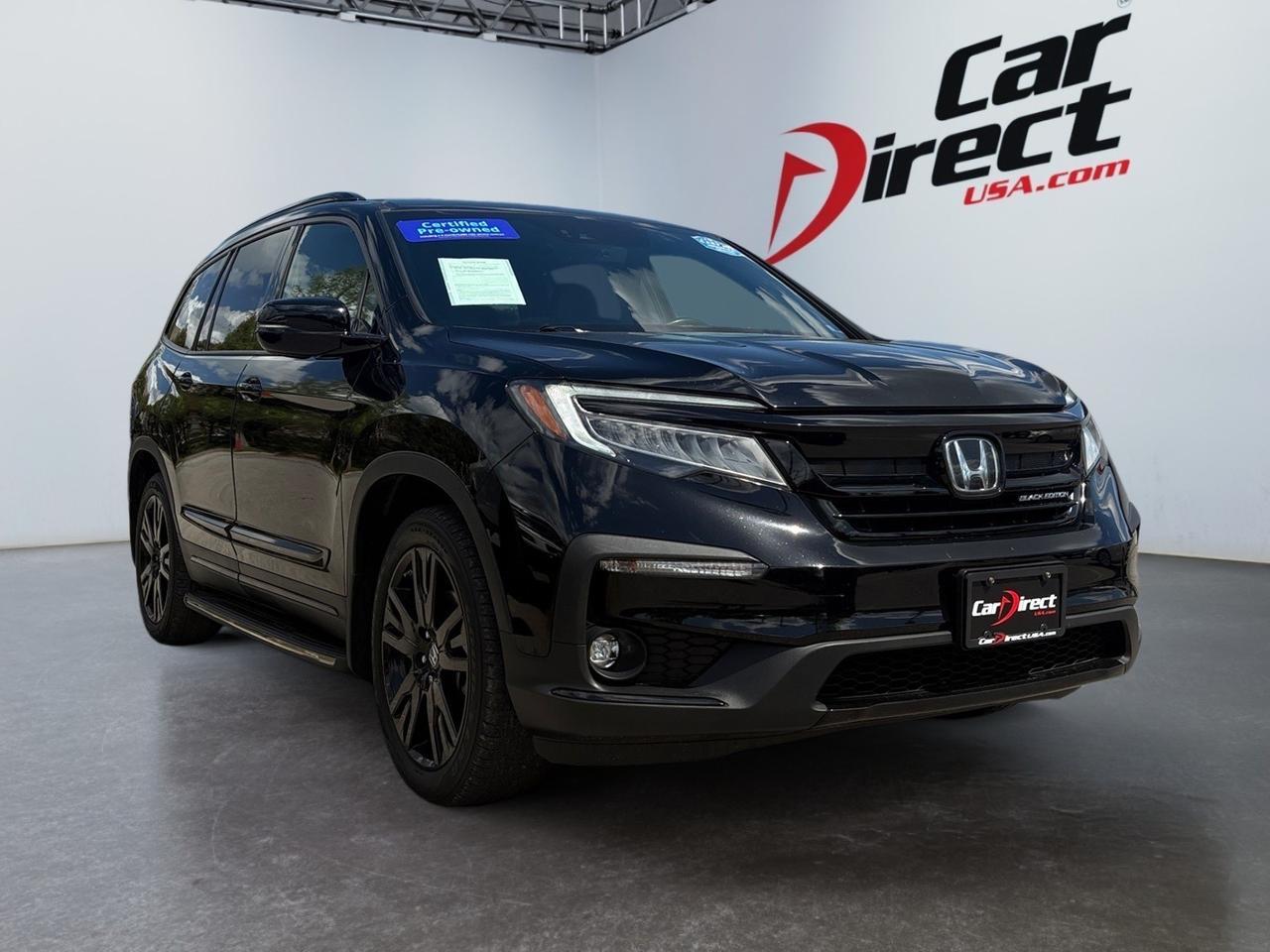 2020 Honda Pilot Black Edition, RUNNING BOARDS, TOW PACKAGE, 3RD ROW SEATS, CAPTAINS CHAIRS, DVD ENTERTAINMENT, 360 BACKUP CAMERA, APPLE CARPLAY/ANDROID AUTO, PANORAMIC MOONROOF, HEATED & A/C SEATS, ROOF RACKS, POWER LIFTGATE, CLEAN CARFAX, BE READY IN THIS HONDA!