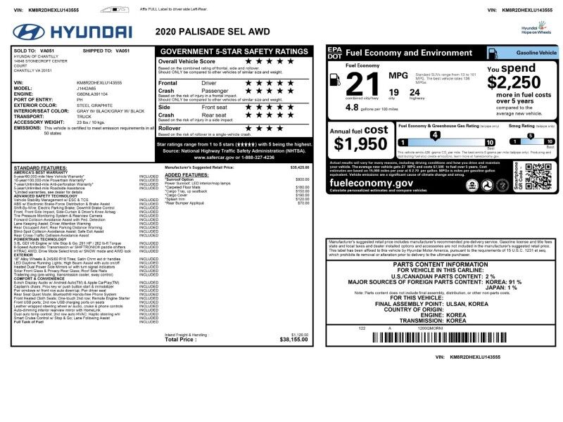 2020 Hyundai Palisade SEL AWD Arlington VA