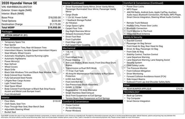 2020 Hyundai Venue SE Raleigh NC