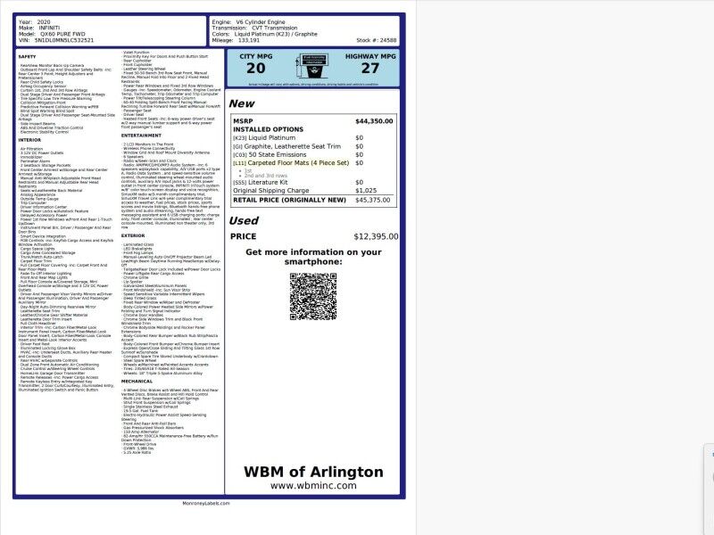 2020 INFINITI QX60 PURE