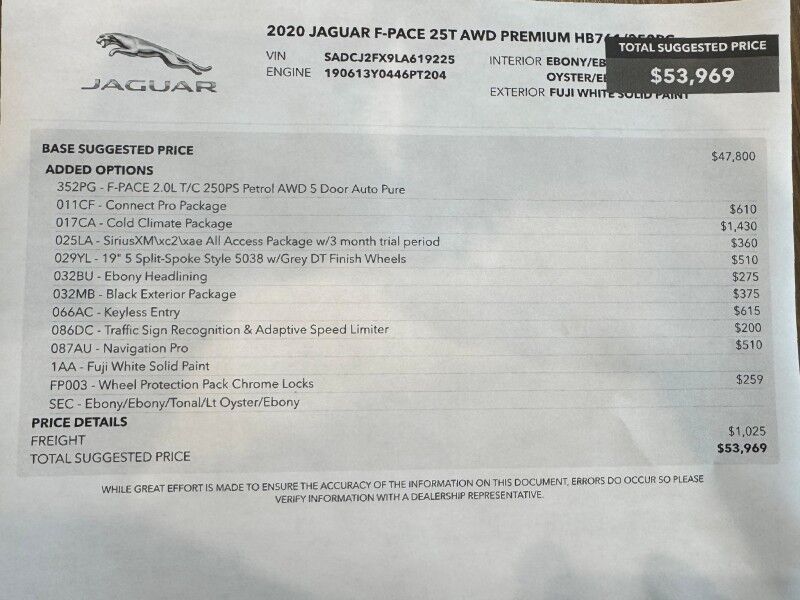 2020 Jaguar F-PACE 25t Premium AWD