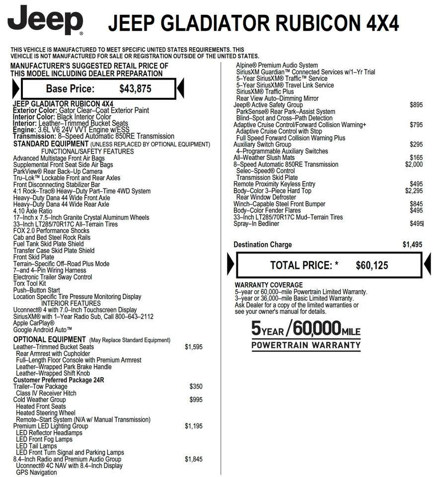 2020 Jeep Gladiator Rubicon 4X4 / MAJOR UPGRADES / Super Swamper Tires! Lincolnton NC