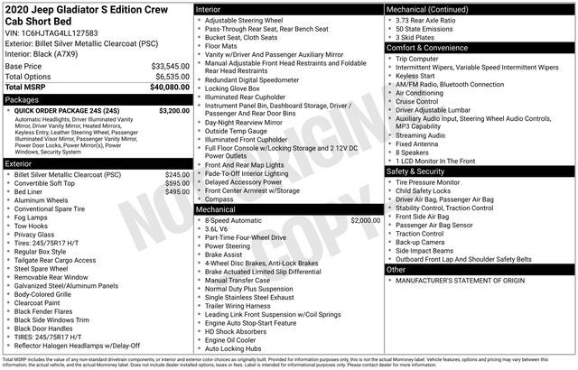 2020 Jeep Gladiator Sport Raleigh NC