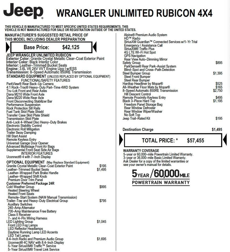 2020 Jeep Wrangler Unlimited Rubicon 4X4 / Heated Leather Seats / Steel Bumpers! Lincolnton NC