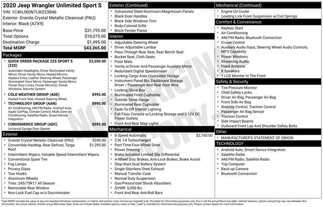 2020 Jeep Wrangler Unlimited Sport S Raleigh NC
