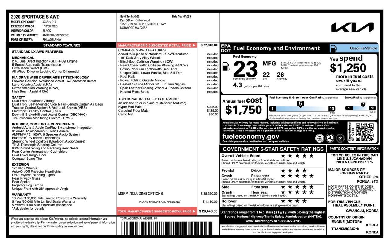 2020 Kia Sportage S AWD Tallmadge OH