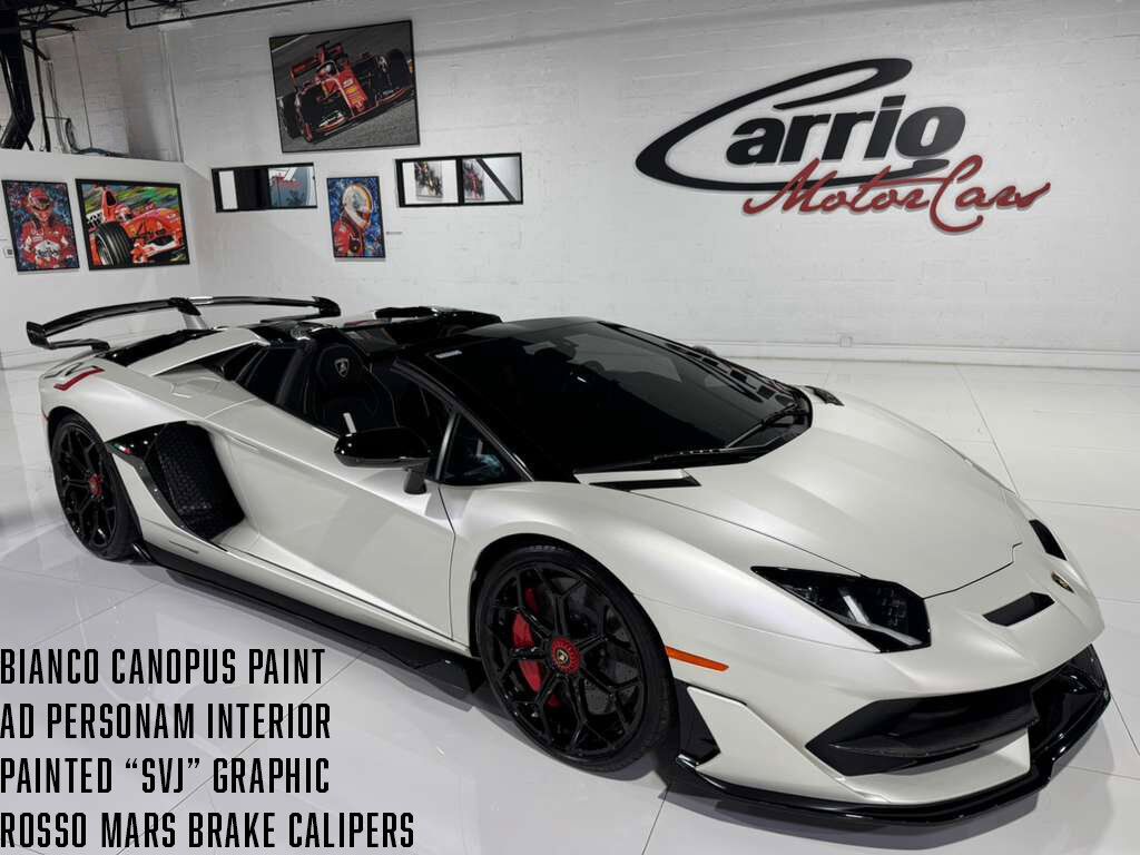 2020 Lamborghini Aventador SVJ Roadster Bianco Canopus paint, painted &quot;SVJ&quot;, Ad Personam interior, comfort seats AND MUCH MORE! Fort Lauderdale FL