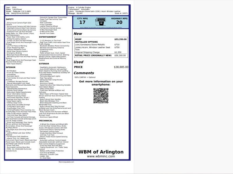 2020 Land Rover Defender 110 S AWD